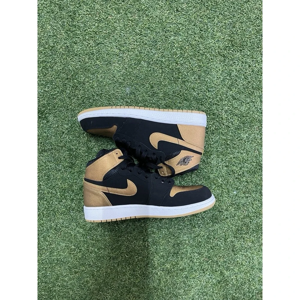 Nike Air Jordan Retro 1 High BG Melo Black Gold GS 705300-026 Shoes Youth Sz 6Y‎